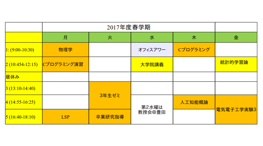 2017Spring Schedule